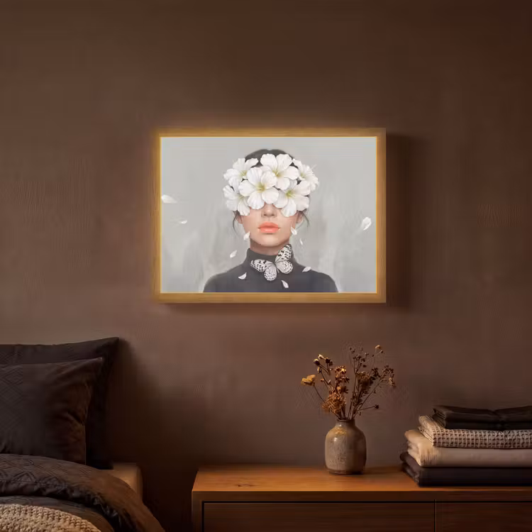 Lelies - Portret - Wit Light Box met batterij (Wandlamp) middel -sfeer4