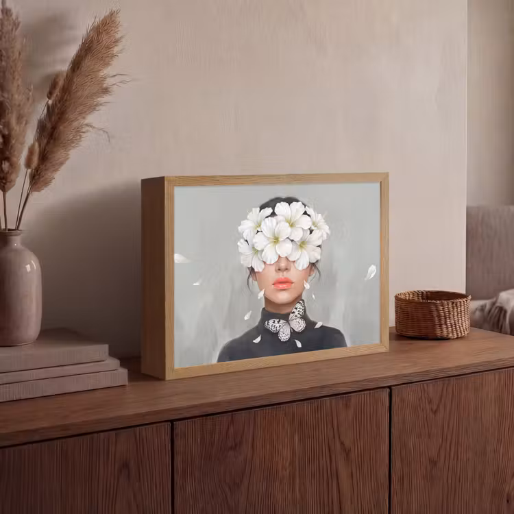 Lelies - Portret - Wit Light Box met batterij (Wandlamp) middel -sfeer2