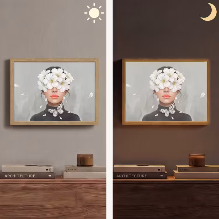 Lelies - Portret - Wit Light Box met batterij (Wandlamp) middel -sfeer3