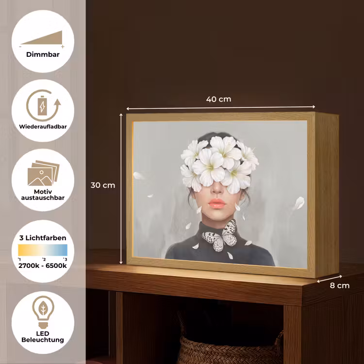 Lelies - Portret - Wit Light Box met batterij (Wandlamp) middel -USP_websiteoverzichtDE
