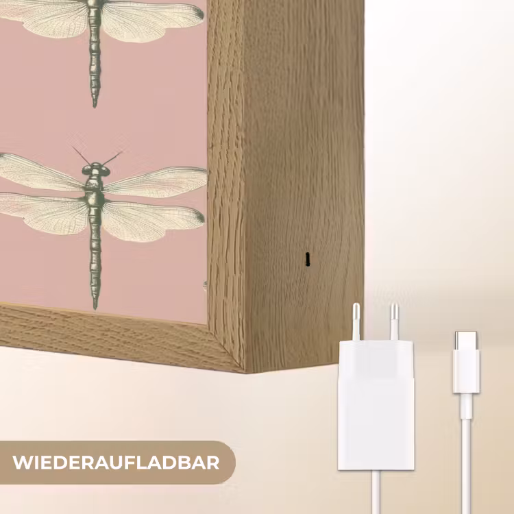 Lillibellen - Patroon - Roze Light Box met batterij (Wandlamp) middel 907 -USP_websiteoplaadbaarDE