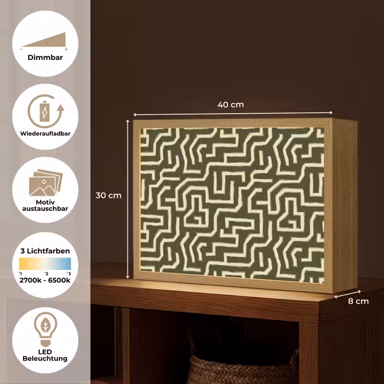 Lijnen - Abstract - Groen Light Box met batterij (Wandlamp) middel 907 -USP_websiteoverzichtDE
