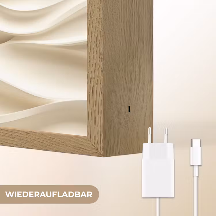 Lijnen - Golvend - Crème Light Box met batterij (Wandlamp) middel 907 -USP_websiteoplaadbaarDE