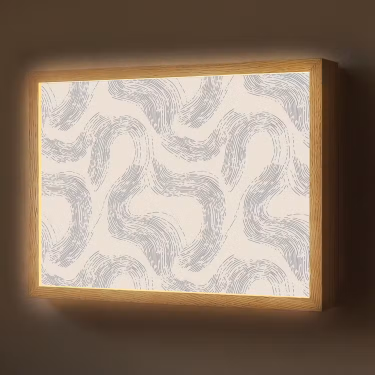 Lijnen - Patroon - Beige - Minimalistisch Light Box met batterij (Wandlamp) middel 907 -z3d_website