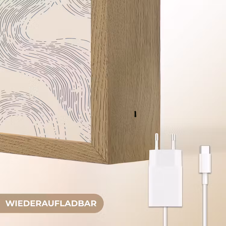 Lijnen - Patroon - Beige - Minimalistisch Light Box met batterij (Wandlamp) middel 907 -USP_websiteoplaadbaarDE