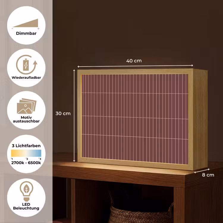 Lijnen - Patroon - Bordeaux Light Box met batterij (Wandlamp) middel 907 -USP_websiteoverzichtDE