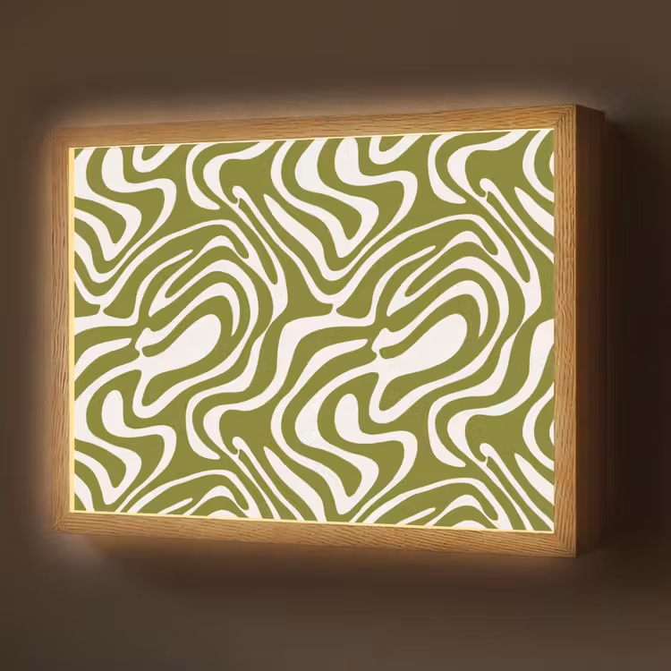 Lijnpatroon - Groen - Organisch Light Box met batterij (Wandlamp) middel 907 -z3d_website