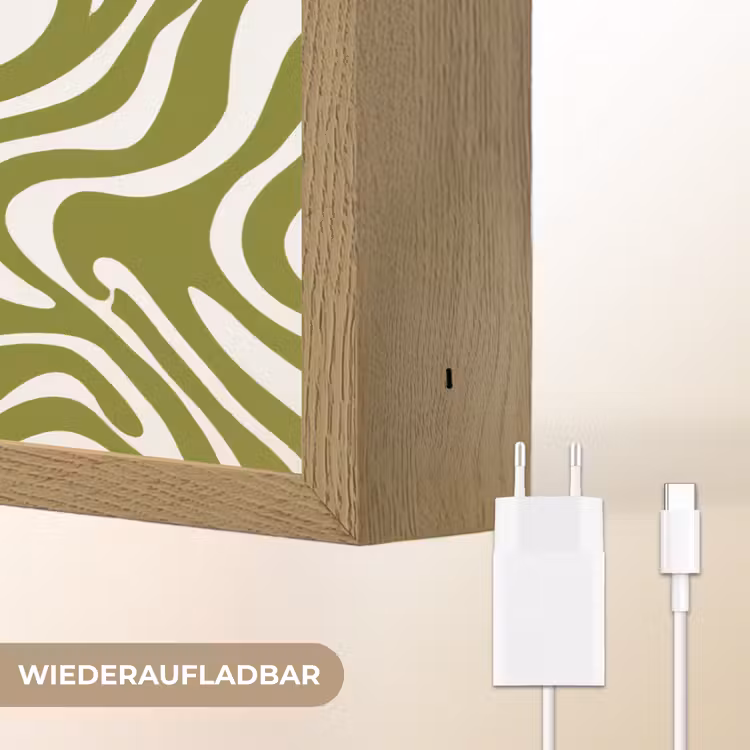 Lijnpatroon - Groen - Organisch Light Box met batterij (Wandlamp) middel 907 -USP_websiteoplaadbaarDE