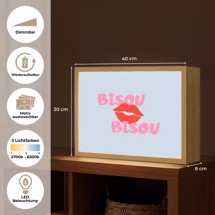 Lippen - Bisou - Blauw Light Box met batterij (Wandlamp) middel -USP_websiteoverzichtDE