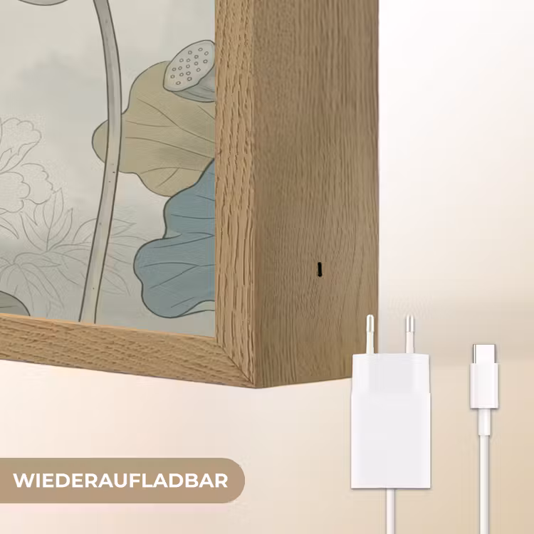 Lotus - Bloemen - Groen Light Box met batterij (Wandlamp) middel -USP_websiteoplaadbaarDE
