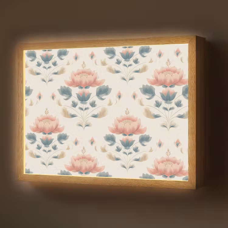 Lotus - Bloemen - Roze Light Box met batterij (Wandlamp) middel 907 -z3d_website