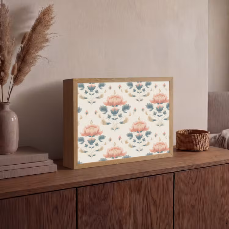 Lotus - Bloemen - Roze Light Box met batterij (Wandlamp) middel 907 -sfeer2