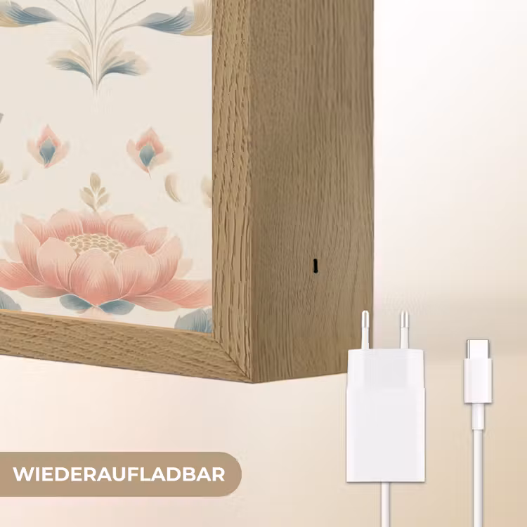 Lotus - Bloemen - Roze Light Box met batterij (Wandlamp) middel 907 -USP_websiteoplaadbaarDE