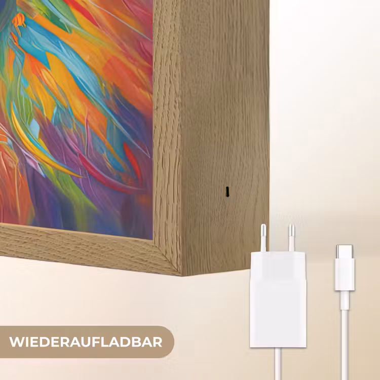 Leeuw - Dieren - Olieverf - Regenboog Light Box met batterij (Wandlamp) middel -USP_websiteoplaadbaarDE