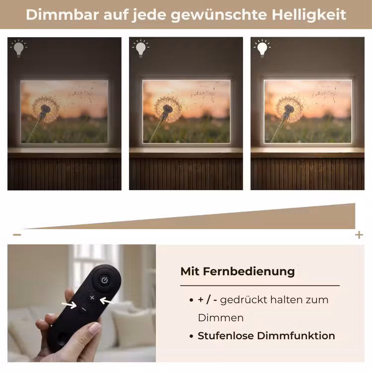 Paardenbloem - Zonsondergang - Veld Light Box met batterij (Wandlamp) middel -USP_dimbaarDE