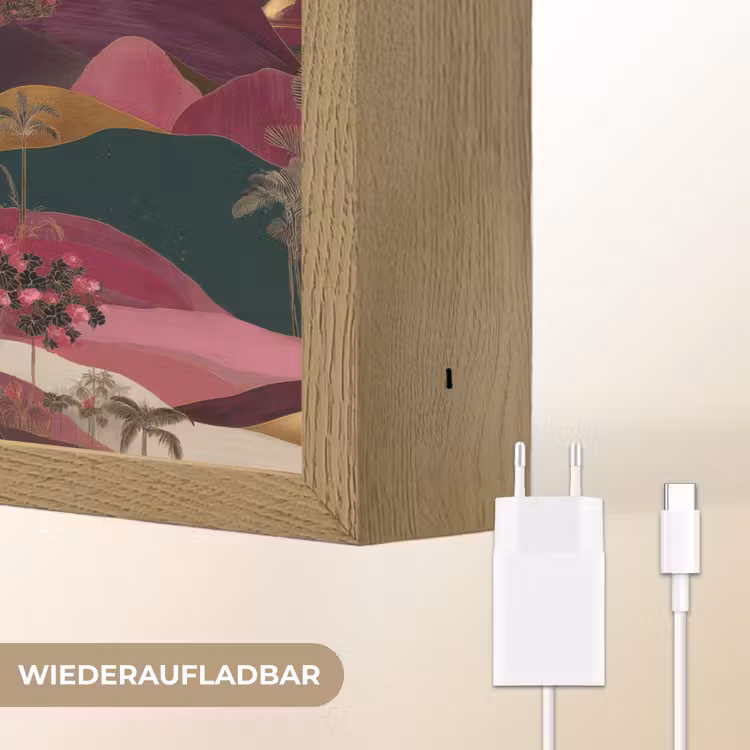 Magisch - Palmbomen - Goud Light Box met batterij (Wandlamp) middel 907 -USP_websiteoplaadbaarDE