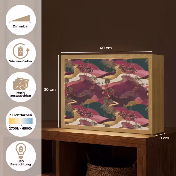 Magisch - Palmbomen - Goud Light Box met batterij (Wandlamp) middel 907 -USP_websiteoverzichtDE