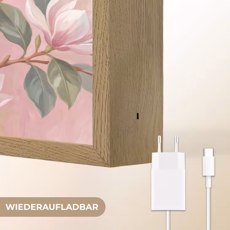 Magnolia's - Patroon - Roze Light Box met batterij (Wandlamp) middel -USP_websiteoplaadbaarDE