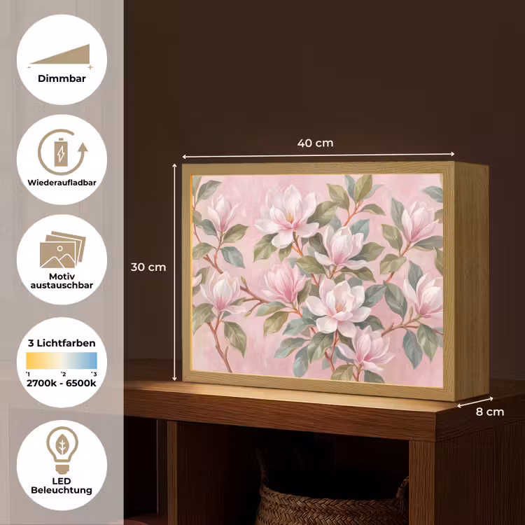 Magnolia's - Patroon - Roze Light Box met batterij (Wandlamp) middel -USP_websiteoverzichtDE