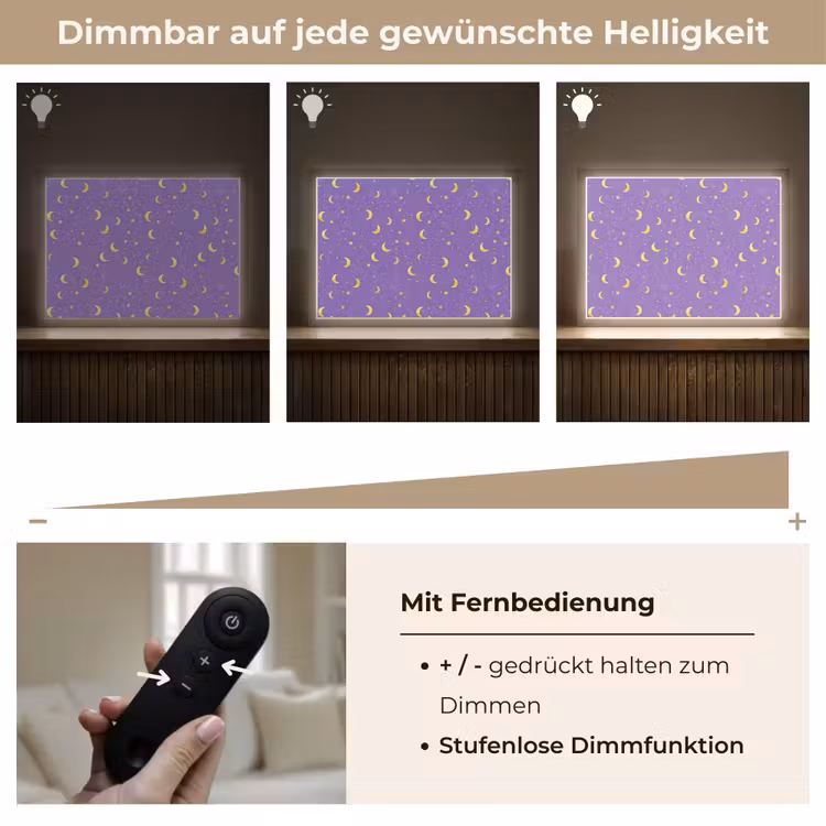 Manen - Sterren - Paars Light Box met batterij (Wandlamp) middel 907 -USP_dimbaarDE