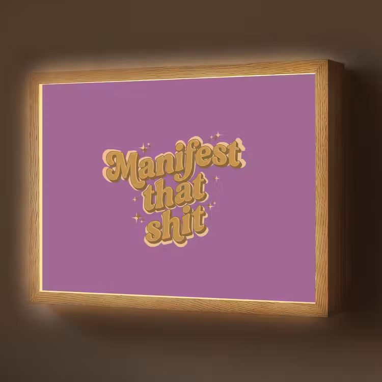 Manifest that shit - Paars - Glitter Light Box met batterij (Wandlamp) middel -z3d_website