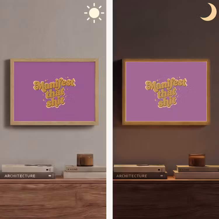 Manifest that shit - Paars - Glitter Light Box met batterij (Wandlamp) middel -sfeer3