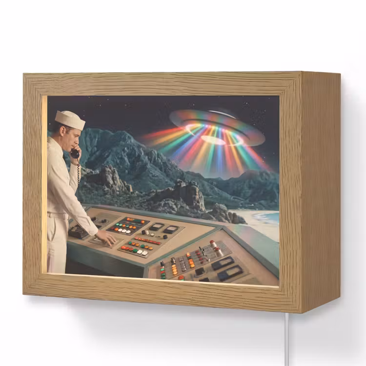 Lightbox - Wandleuchte - Mann – Kontrollraum – Strand - Man - Controlekamer - Strand Light Box met kabel (Wandlamp) klein