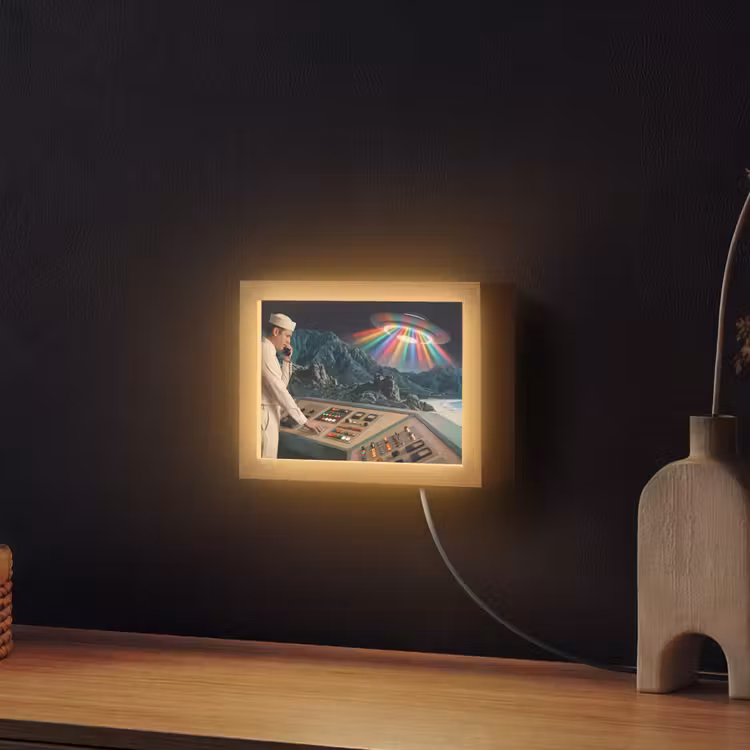 Lightbox - Wandleuchte - Mann – Kontrollraum – Strand - Man - Controlekamer - Strand Light Box met kabel (Wandlamp) klein