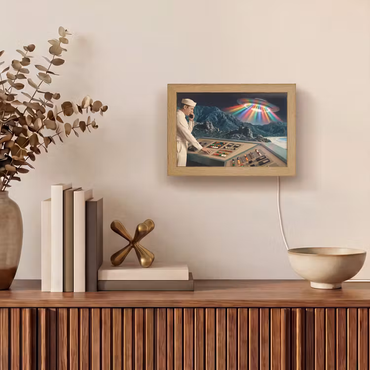 Lightbox - Wandleuchte - Mann – Kontrollraum – Strand - Man - Controlekamer - Strand Light Box met kabel (Wandlamp) klein
