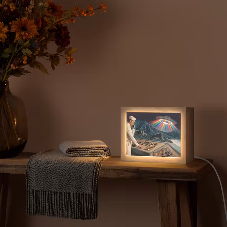 Lightbox - Wandleuchte - Mann – Kontrollraum – Strand - Man - Controlekamer - Strand Light Box met kabel (Wandlamp) klein