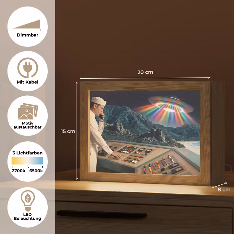 Lightbox - Wandleuchte - Mann – Kontrollraum – Strand - Man - Controlekamer - Strand Light Box met kabel (Wandlamp) klein