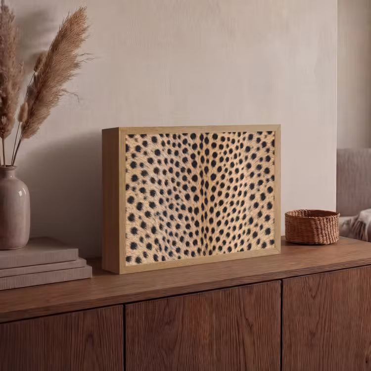Vacht - Jachtluipaard - Zwart - Wit Light Box met batterij (Wandlamp) middel -sfeer2