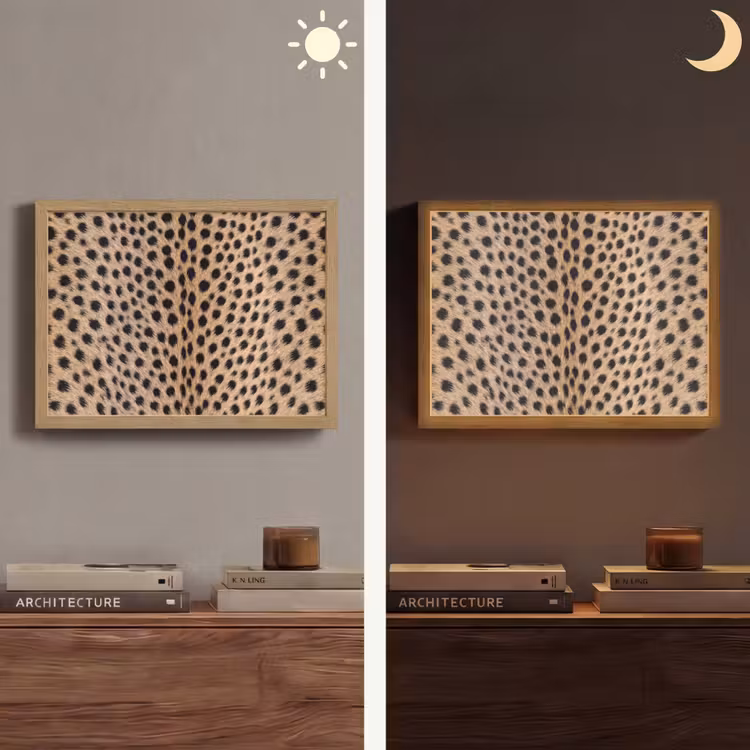 Vacht - Jachtluipaard - Zwart - Wit Light Box met batterij (Wandlamp) middel -sfeer3