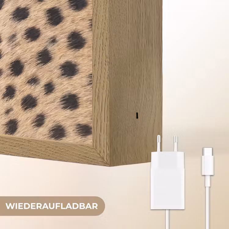 Vacht - Jachtluipaard - Zwart - Wit Light Box met batterij (Wandlamp) middel -USP_websiteoplaadbaarDE