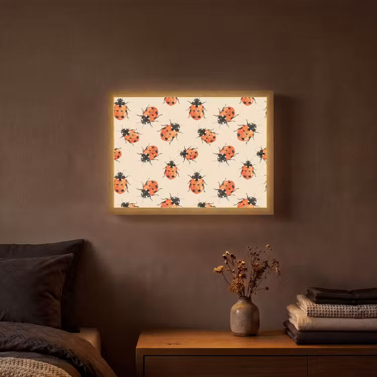 Lieveheersbeestjes - Patroon - Rood Light Box met batterij (Wandlamp) middel 907 -sfeer4