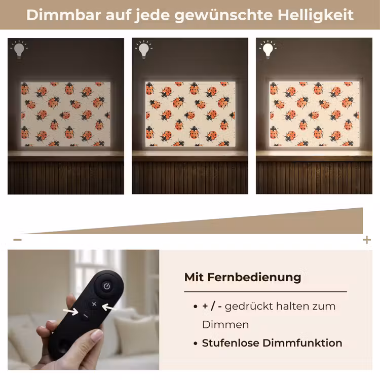 Lieveheersbeestjes - Patroon - Rood Light Box met batterij (Wandlamp) middel 907 -USP_dimbaarDE