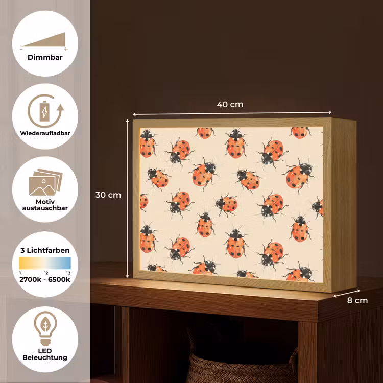 Lieveheersbeestjes - Patroon - Rood Light Box met batterij (Wandlamp) middel 907 -USP_websiteoverzichtDE
