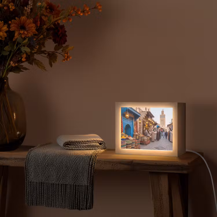 Lightbox - Wandleuchte - Markt – Orientalisch – Farbenfroh - Markt - Oosters - Kleurrijk Light Box met kabel (Wandlamp) klein