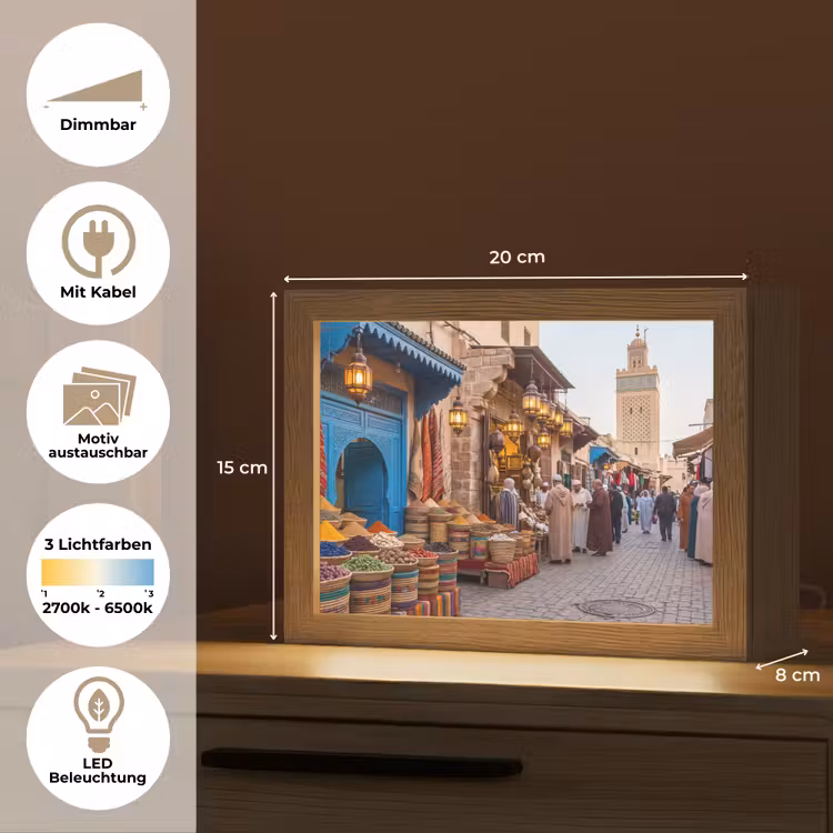 Lightbox - Wandleuchte - Markt – Orientalisch – Farbenfroh - Markt - Oosters - Kleurrijk Light Box met kabel (Wandlamp) klein