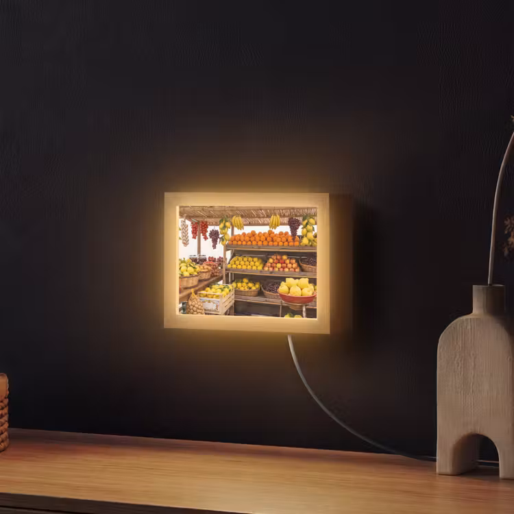 Lightbox - Wandleuchte - Marktstand – Obst – Frisch - Marktkraam - Fruit - Vers Light Box met kabel (Wandlamp) klein