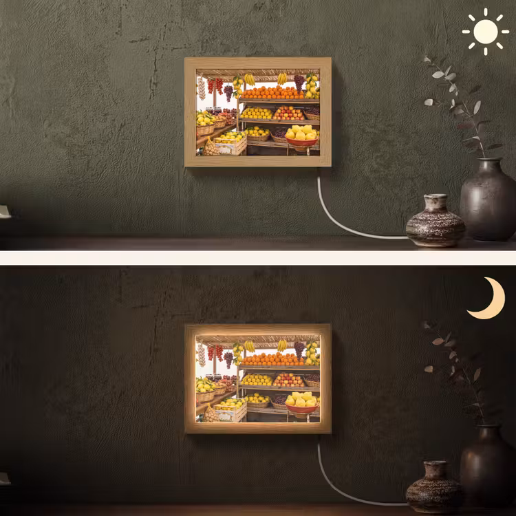 Lightbox - Wandleuchte - Marktstand – Obst – Frisch - Marktkraam - Fruit - Vers Light Box met kabel (Wandlamp) klein