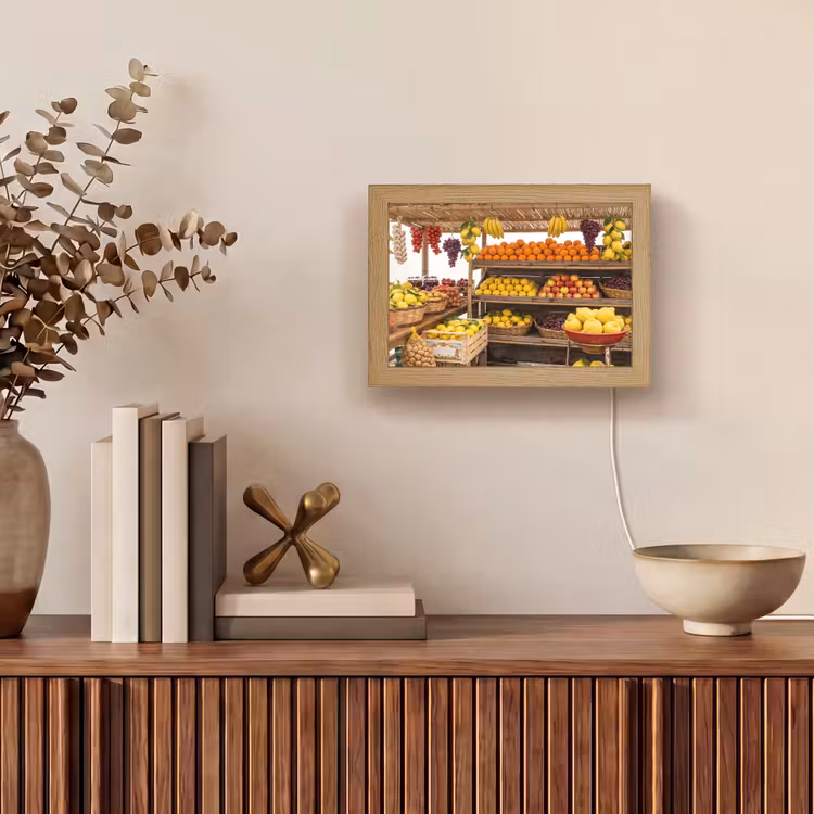 Lightbox - Wandleuchte - Marktstand – Obst – Frisch - Marktkraam - Fruit - Vers Light Box met kabel (Wandlamp) klein