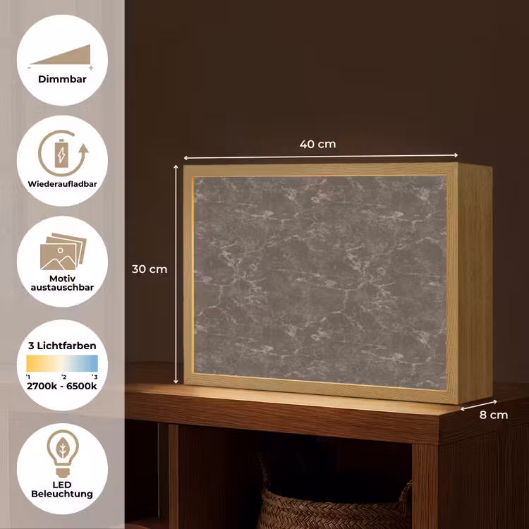 Marmer - Aders - Bruin Light Box met batterij (Wandlamp) middel 907 -USP_websiteoverzichtDE