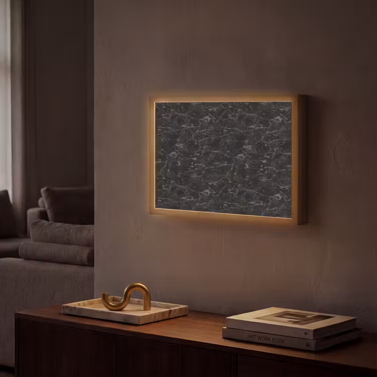 Marmer - Aders - Zwart Light Box met batterij (Wandlamp) middel 907 -sfeer1