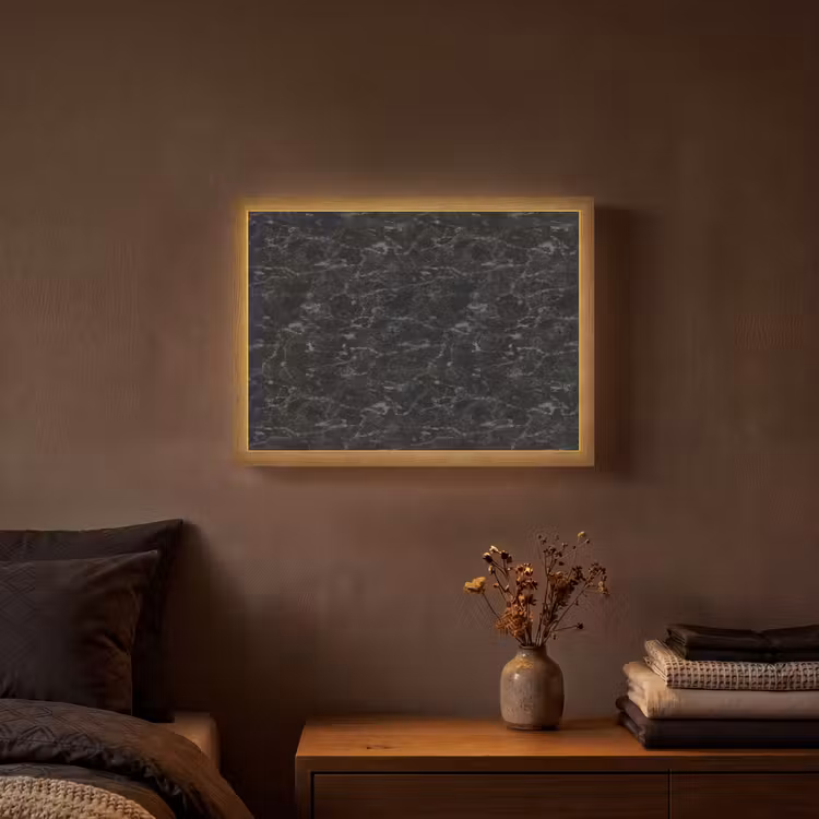 Marmer - Aders - Zwart Light Box met batterij (Wandlamp) middel 907 -sfeer4