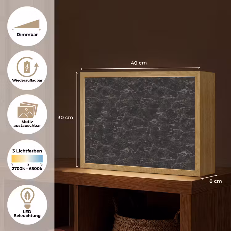 Marmer - Aders - Zwart Light Box met batterij (Wandlamp) middel 907 -USP_websiteoverzichtDE