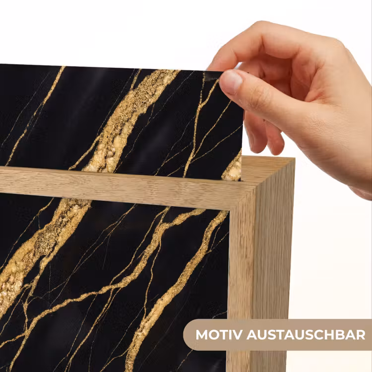 Marmer - Goud - Textuur - Abstract - Zwart Light Box met kabel (Wandlamp) klein -USP_websiteprintDE