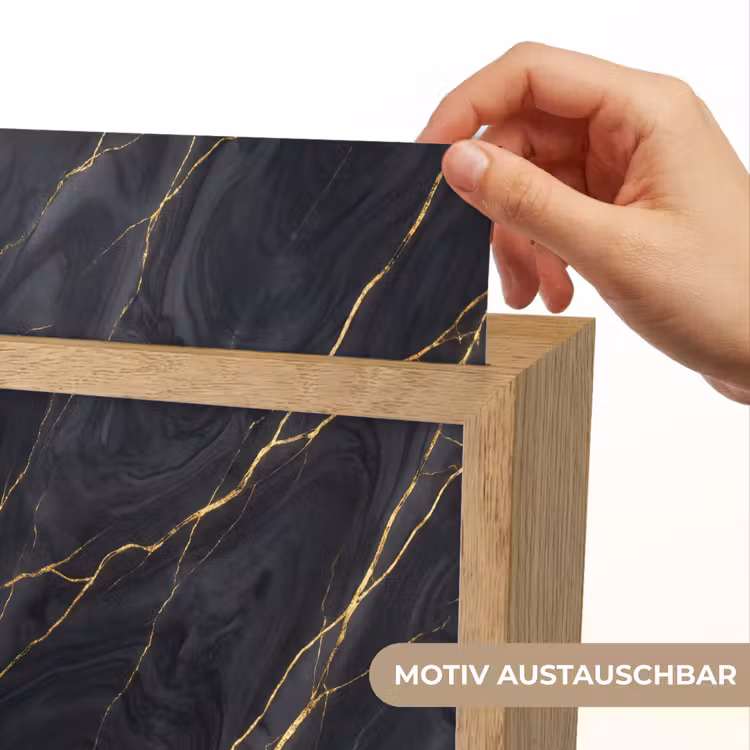 Marmer - Goudaders - Abstract - Modern - Zwart Light Box met kabel (Wandlamp) klein -USP_websiteprintDE