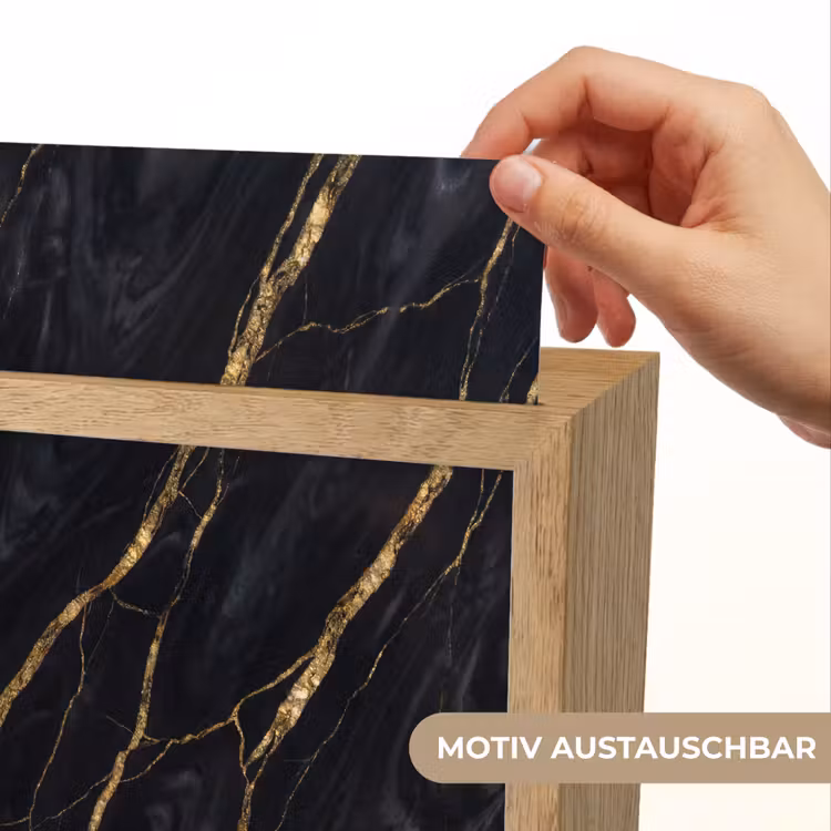 Marmer - Gouden aders - Abstract - Zwart Light Box met kabel (Wandlamp) klein -USP_websiteprintDE