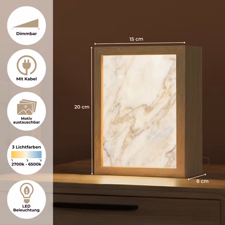 Marmer - Ader - Abstract - Wit - Goud Light Box met kabel (Wandlamp) klein -USP_websiteoverzichtDE